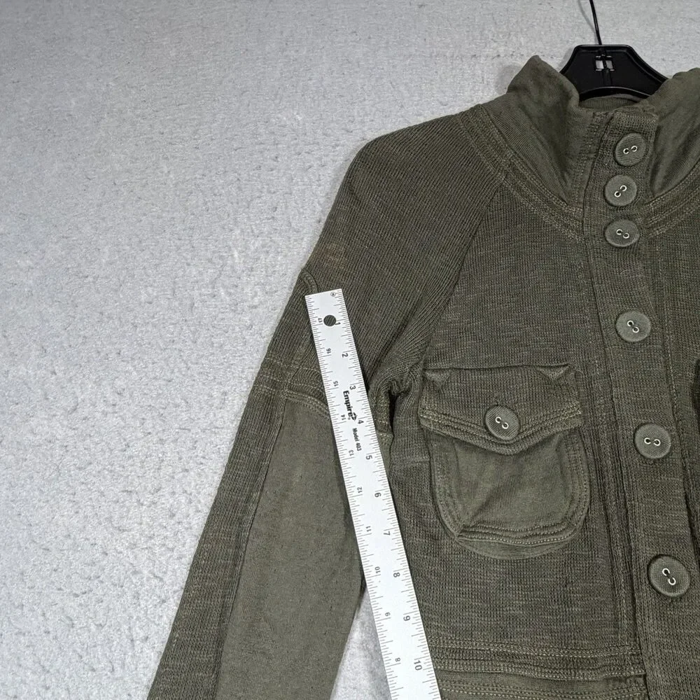 Free People Utility Jacket Women’s Size Medium Green Military Boho Belted